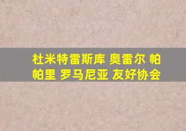 杜米特雷斯库 奥雷尔 帕帕里 罗马尼亚 友好协会